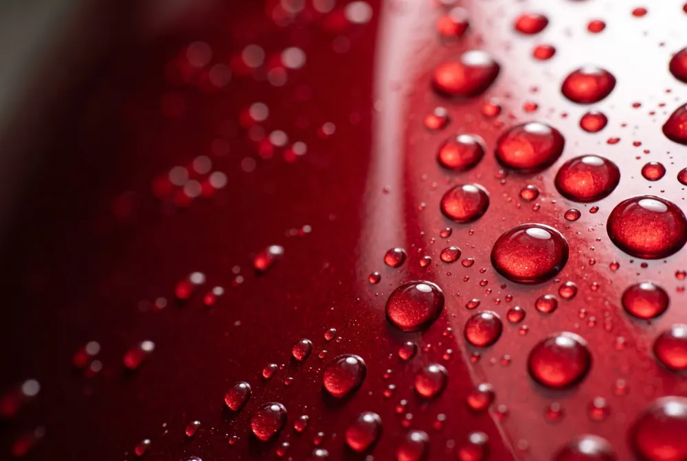 Water beading on ceramic-coated paint (illustration)